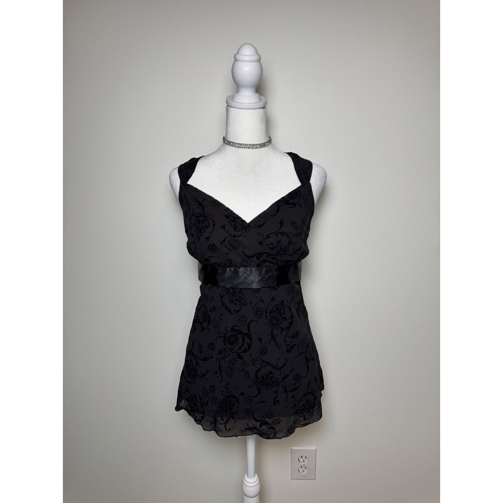 Fairy Grunge 90s Babydoll Top Size  XL Velvet paisley Mesh AB Studio Vintage